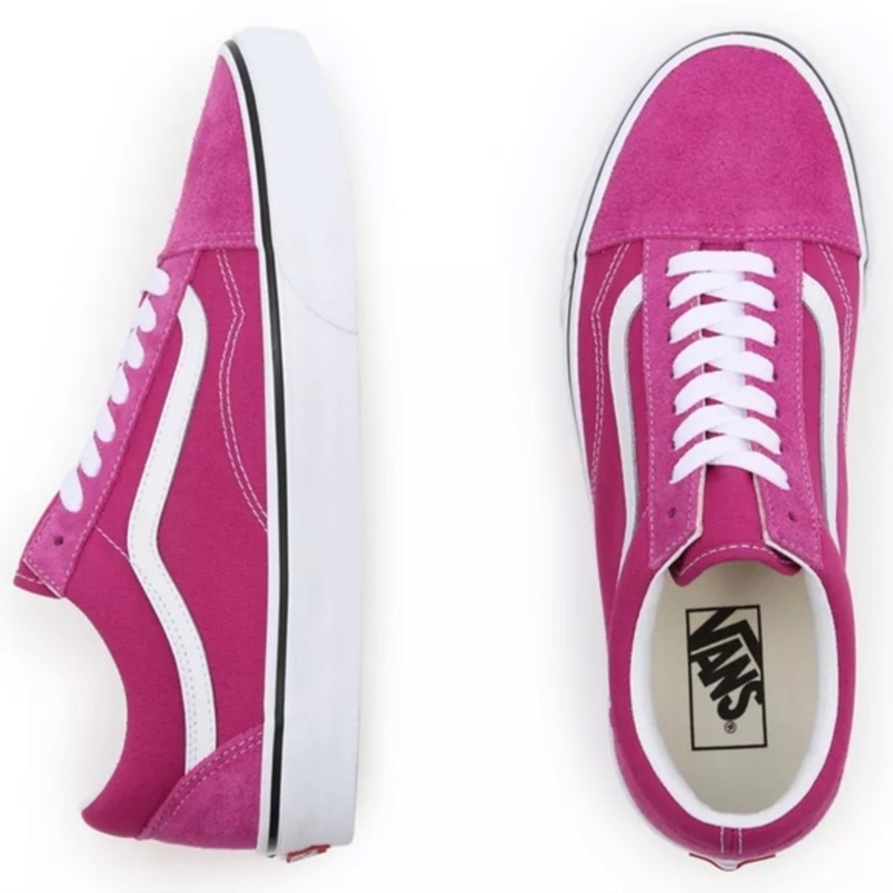 Vans Old Skool Fushia (pink) & true white size 10